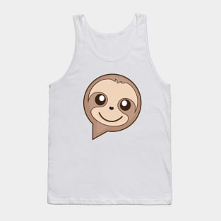 Cute Sloth Cartoon Character in Speech Bubble Tank Top